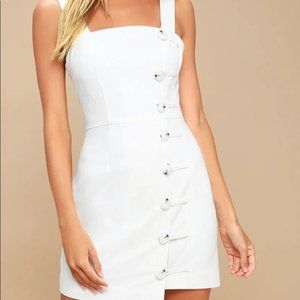 Finders Keepers White Mini Dress with Button Detail